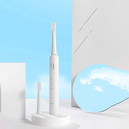 BNEI Sonic Electric Toothbrush, 3 Modes, 2-Min Smart Timer, 2 Replaceable Brush Heads, 27,000 Beats/Min, Black/Gray/Pink (Gray)