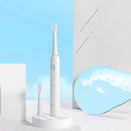 BNEI Sonic Electric Toothbrush, 3 Modes, 2-Min Smart Timer, 2 Replaceable Brush Heads, 27,000 Beats/Min, Black/Gray/Pink (Gray)