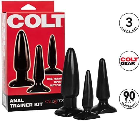 CalExotics Colt Anal Trainer Kit - 3 Piece Male Butt Plug Set - Waterproof Fetish Sex Toys for Couples - Black