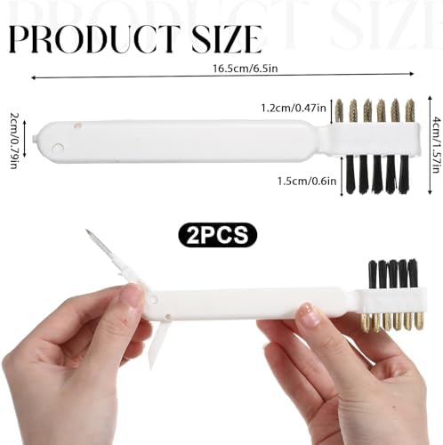 2 PCS Stove Brush, Kitchen Cleaning Scrub Brush, 4-in-1 Gas Stove Brass Wire Brushes with Stiff Bristles Cooktop Scraper Scrubber for Range Hood Grease Grime Rust Cleaner Pot Pan Household Tool