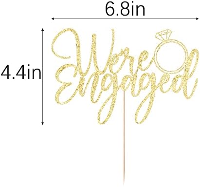 We're Engaged Cake Topper for Engagement Party Decorations, Engaged Ring Sign,Bridal Shower - Wedding Engagement Theme Party Decorations Gold flash (gold)