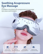 Eye Massager with Heat & Bluetooth Music, Mothers Day Birthday Gifts for Mom Women Men Her, Heated Eye Mask for Migraines Relief, Reduce Strain, Headache Relief and Improve Sleep, Eye Care Device