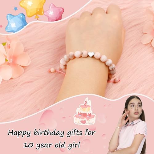 Sereney Birthday Gifts for Girls, Beaded Bracelets as 1/2 1 2 3 4 5 6 7 8 9 10 11 12 13 14 15 16 Year Old Birthday Gift, Adjustable Cross/Pearl Bracelet as Happy Birthday Gifts for Daughter