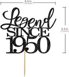 Legend Since 1950 Cake Topper 76th Birthday Happy Birthday Cake Topper Men and Women Cheer 76 Years Old Handmade Black Glitter Cake Decoration (1950)