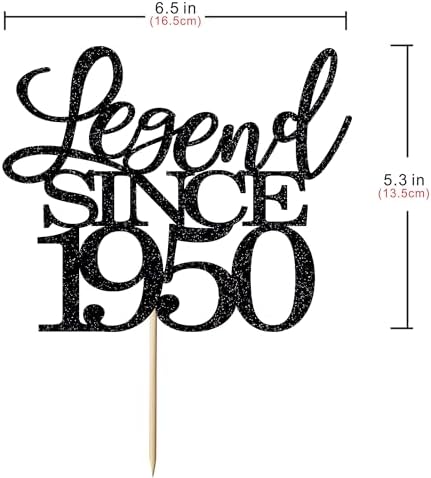 Legend Since 1950 Cake Topper 76th Birthday Happy Birthday Cake Topper Men and Women Cheer 76 Years Old Handmade Black Glitter Cake Decoration (1950)