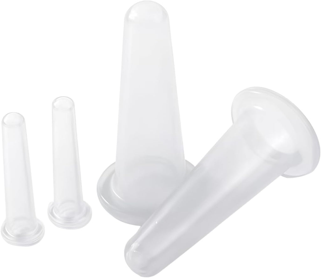 4 Pcs Face Cupping Set, Facial Cupping Set for Face and Eye Massage, Silicone Massage Vacuum Anti Aging Beauty Tool Facial Eye Care (2 Small + 2 Large) (Clear)