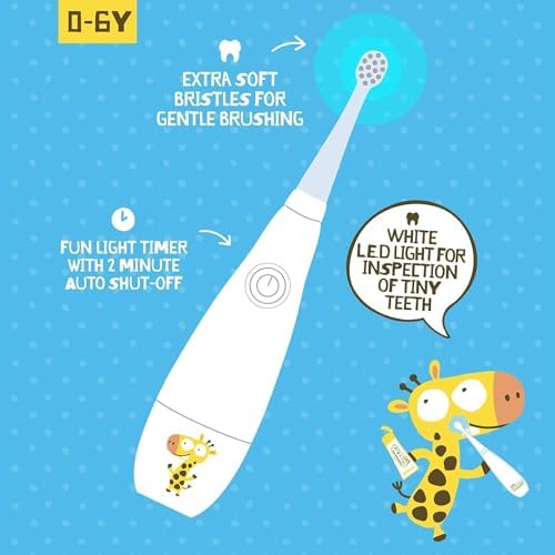 Jack N' Jill Tickle Tooth Sonic Electric Toothbrush Replacement Heads - Gentle Cleaning, Made for Tiny Teeth, LED Inspection Light, Extra Soft Bristles, for Babies & Kids - (1 Pack - Set of 2)