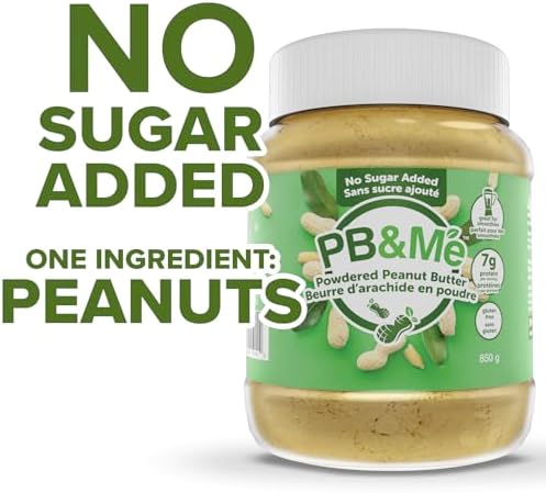 PB&Me Sugar Free Peanut Butter Powder - Powdered Peanut Butter No Sugar for Low Calorie Snacks, Peanut Butter Powder Protein for Smoothies, Low Carb Peanut Powder Protein Snack, 2lb Jar (1-Pack)