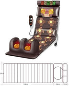 ROLTIN Massage Mat with Heat 10 Vibrating Nodes Full Body Massage Mat with Adjustable Pillows Heating Pads, Full Body Massager for Neck and Back Muscle Relaxation Massage Cushion (, Brown
