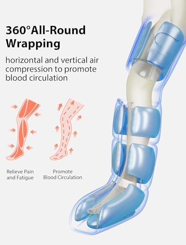 CINCOM Cordless Air Compression Massager - Rechargeable Leg & Foot Boots with 3 Modes, 10 Intensity Levels, 5 Timer Settings for Circulation, Pain Relief, Edema, RLS & Recovery