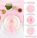 12 Pack Pink Cloth Napkins 20x20 Inch Cheesecloth Napkins Rustic Boho Gauze Dinner Napkin Cloth Washable Elegant Table Napkins for Wedding Party Bridal Baby Shower Table Decor