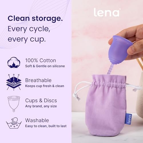 Lena Menstrual Cup Storage Bag – Cotton Drawstring Pouch for Menstrual Cups, Period Cup Carrying Case, Breathable Cup Holder Bag for Travel and Storage, Light Purple