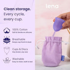Lena Menstrual Cup Storage Bag – Cotton Drawstring Pouch for Menstrual Cups, Period Cup Carrying Case, Breathable Cup Holder Bag for Travel and Storage, Light Purple