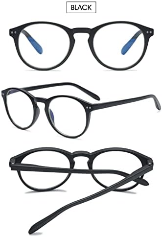 VEVESMUNDO Round Reading Glasses Vintage Large Frame Spring Hinge Blue Light Blocking Glasses for Women Men