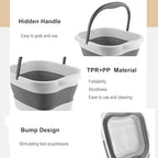 Collapsible Foot Soak Tub 15L(4 GL) with Handle, Bath Massager for Dry Cracked Feet, Plastic Grey Foot Bucket