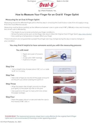 3-Point Products Oval-8 Finger Splint, Support and Protection for Arthritis, Trigger Finger or Thumb, and Other Finger Conditions, Size 5, (Pack of 1)