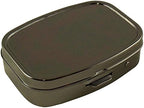 Houder Classy Gray Metal Pill Box Decorative Pill Case with Gift Box - Carry Your Meds in Style (Rectangular)