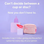 Pixie Menstrual Cup & Disc Duo for Feminine Care - Ranked 1 for Most Comfortable Reusable Period Cup & Disc - Buy One We Give One - Includes Ebook Guide, Flushable Wipes, Lube, Sanitizer & Storage Bag