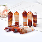 1PC Natural Carnelian Hexagonal Column Crystal Point Red Agate Stone Tower Mineral Crystal Home Decoration