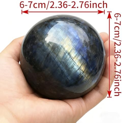 AierCrystal Natural Stone Crystal Sphere Feng Shui Home Decoration Ball Positive Energy Scrying Orb for Meditation Tool for Spiritual Space Purification Globe Diameter 6-7cm Labradorite Sphere
