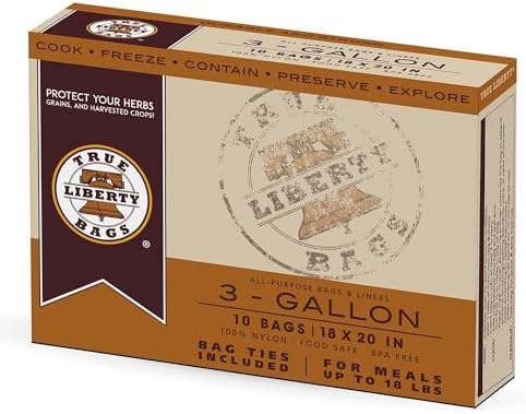 True Liberty All-Purpose Bags for Cooking, Preserving, Containing, and More, BPA-Free Nylon, 3 gal.