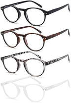 EYEURL 4-Pack Small Round Reading Glasses for Women Men Neck Hanging Blue Light Blocking Eyeglasses TR90 Readers for Women