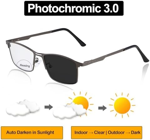 YIMI Photochromic Bifocal Reading Glasses UV Outdoor Sunglasses Computer Anti Blue Light Transition Eyeglasses for Men Women
