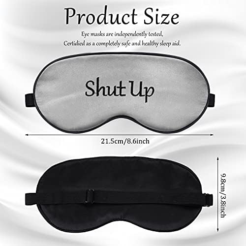 Geyoga 4 Pieces Funny Eye Mask for Sleep Soft Satin Eye Mask Blackout Blindfold with Adjustable Strap Silk Cover Out Lights for Women Men Travel, Nap, Meditation (Champagne, Grey, Purple, Black)