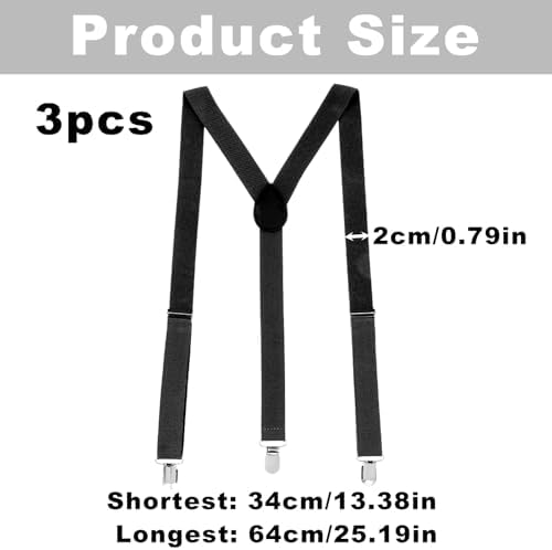 3PCS Thin Y Back Ladies Suspenders for Women Pants Under Clothes, Women Suspenders Hidden, Adjustable for Jeans Undergarment (Black, Gray, Skin Tone)