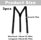 3PCS Thin Y Back Ladies Suspenders for Women Pants Under Clothes, Women Suspenders Hidden, Adjustable for Jeans Undergarment (Black, Gray, Skin Tone)