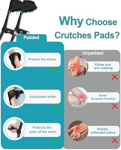 Forearm Crutches for Adults Have Elastic Crutches Padding for The Elbow+Hand Padding, Increases Walking Comfort