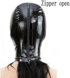 Latex Head Cover with Wig Ponytail Latex Face Hood Rubber HeadMask Latex Party Decorate Mask for Cosplay Club Wear