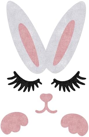 6 PCS Easter Bunny Ears Cake Topper Decorations with Eyelashes Nose Ear, Cupcake Topper for Boy Girl Baby Shower Cake Decoration, Happy Easter Spring Themed Party Supplies
