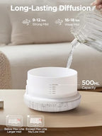 InnoGear Aromatherapy Diffuser & 10 Essential Oils Set, 500ml Essential Oil Diffuser with Remote Control Ultrasonic Cool Mist Scent Humidifier Vaporizer Auto-Off Timer for Valentine's Gift, White