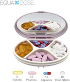 EQUADOSE Oval Compact Pill Case, Portable Organizer with Mirror, Travel Medication Holder with Removable Divider, Small Storage Case for Pills, Vitamins, Earbuds, Jewelry & Daily Essentials, Rose