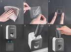 Automatic Toothpaste Dispenser for Kids, 2 PCS Toothpaste Squeezer for Kids & Family Shower Decor, is Wall Mounted Bathroom Accessories Organizer (Black, 2PCS)