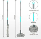 Self Wringing Mop - Easy Squeeze Twist Mop with 52.5 Inch Long Handle, Heavy Duty for Hardwood, Tile, Vinyl & Laminate Floors (Gray)
