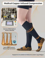 Medical Copper Compression Socks 20-30 mmHg for Women & Men (2 Pairs) - Knee High Graduated Compression for Circulation, Swelling, Odor Control, Athletic, Travel, Flying
