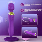 Quiet Powerful 24 Modes Double-Headed Silicone Massage Rod for Women Portable & Handheld Personal Bullet Tool for Quick Relaxation - Purple HC021431
