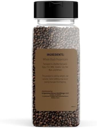Unpretentious Whole Black Peppercorns, Pepper Mill & Grinder Refill (9.6 Ounce)