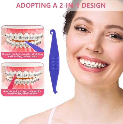 OBTANIM 100 Pcs Colorful Disposable Plastic Braces Elastic Rubber Bands Placers Tool for Braces Dental Orthodontic