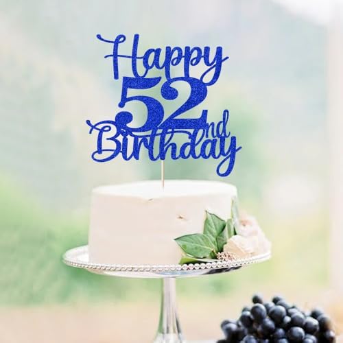 Kaoenla Happy 52nd Birthday Cake Topper,Hello 52,Cheers to 52 Years,52nd Anniversary & 52 years old birthday Party Decoration