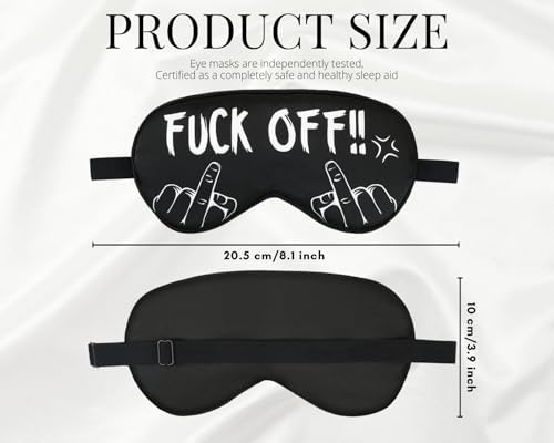 Funny Sleep Mask Fuck Off Sleep Mask with Middle Fingers for Adult/Men/Women, Breathable, Blackout, Satin, Black