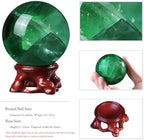 Rockcloud Natural Fluorite Crystal Ball with Resin Stand, Polished Crystal Sphere Decorative Ball Sculpture Figurine for Meditation Fengshui Home Decor, 2.01-2.36 Inches