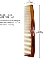 Hair Comb- Professional Hairdressing Comb Master Barber and Salon Anti Static Heat Resistant Strong and Durable Comb, Medium and Fine Tooth in Amber