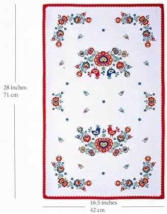 Folklore Dish Towel, Red