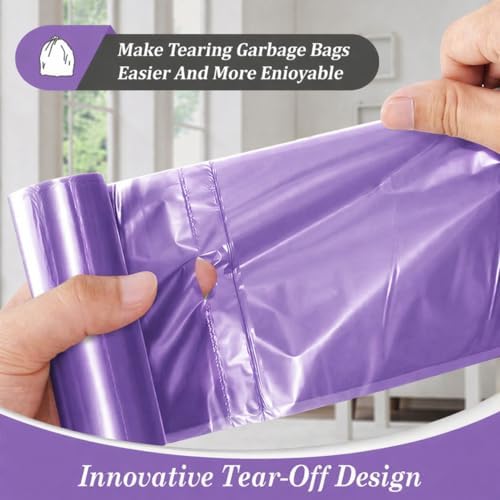 Teivio Small Trash Bags 4 Gallon 160 Counts Garbage Bags, Bathroom Trash Can Bin Liners, Small Plastic Bags for home office kitchen, fit 12-15 Liter, 3,3.5,4.5 Gal, Purple