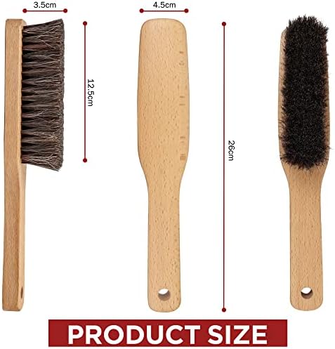 TAKAVU Horsehair Shoe Boot Brush 10.2 Inches - Hat Brush, Hand Broom With 100% Soft Genuine Horse Hair Bristles, Long Beech Wood Handle for Cleaning Shoes, Boots, Counters, Beds, Clothes, Furniture