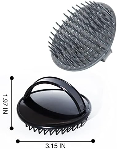 2pcs Scalp Massager Shampoo Brush for Dandruff Removal and Hair Growth, Shower Washing Hair Scrub Brush Tool for Women Men Pet (Black & Grey)