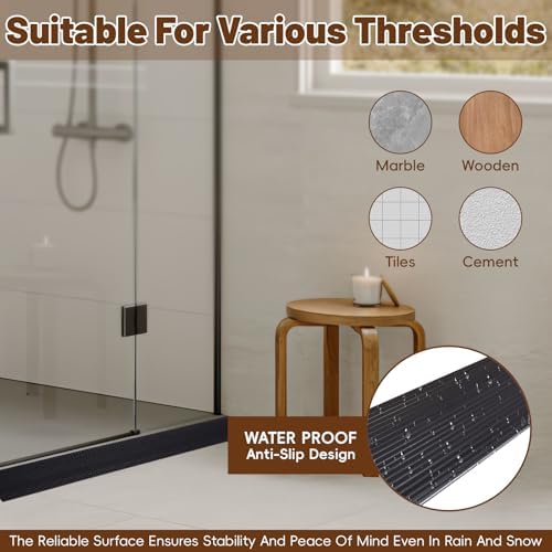 Threshold Ramps for Doorways, Floor Transition Strip Self-Adhesive, Ramps for Wheelchairs for Home, Waterproof Vinyl Gap Cover for Wood Tile Flooring